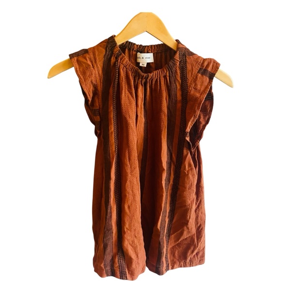 Cloth and Stone Stripe Ruffle Sleeveless Top - Picture 2 of 5